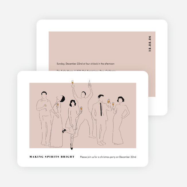 Party Outline Personalized Christmas Cards - Pink