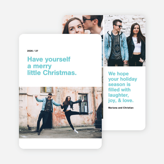 Photo Type Holiday Cards - Blue