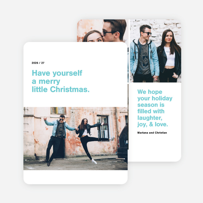 Photo Type Holiday Cards - Blue
