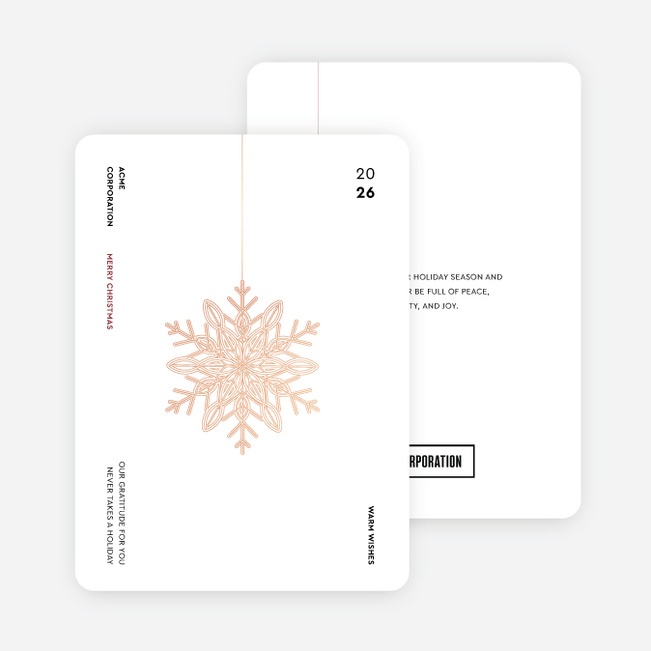 Snowflake of Gratitude Corporate Holiday Cards & Corporate Christmas Cards - Red