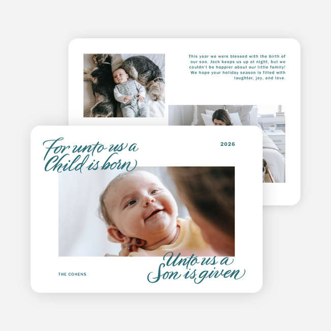 Unto Us Holiday Cards and Invitations - Blue