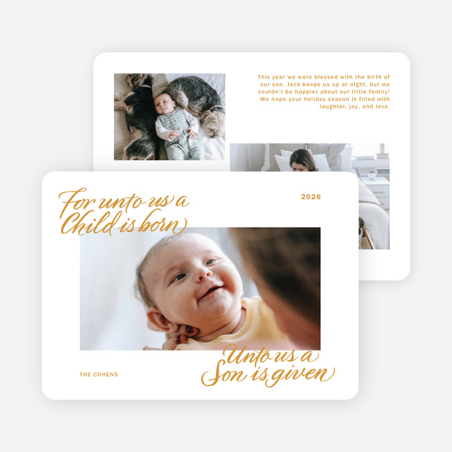 Unto Us Holiday Cards and Invitations - Yellow