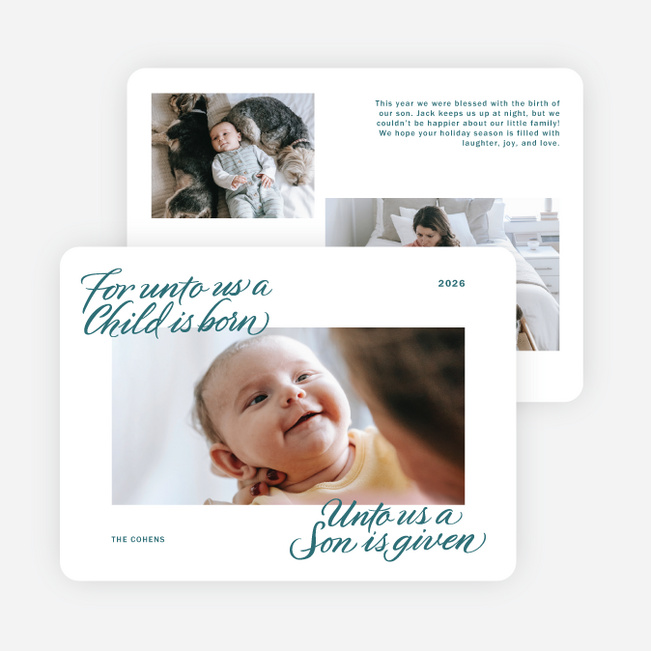 Unto Us Holiday Cards and Invitations - Blue
