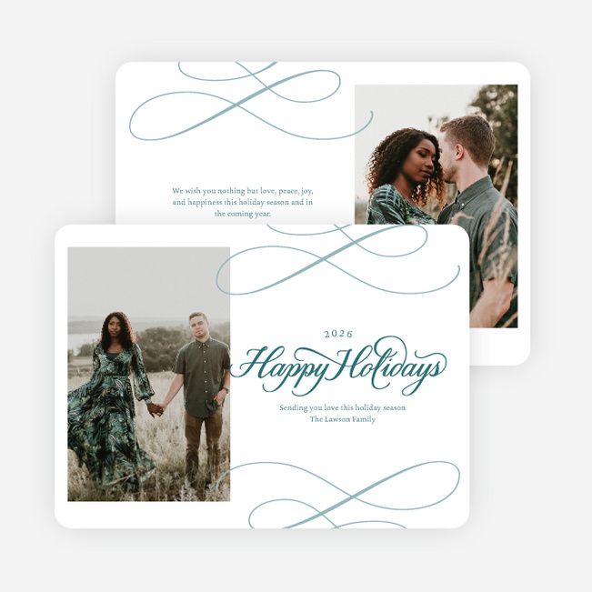 Whispered Wishes Holiday Cards and Invitations - Blue