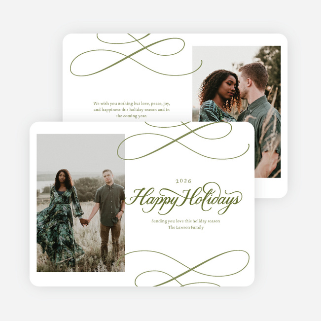 Whispered Wishes Holiday Cards and Invitations - Green