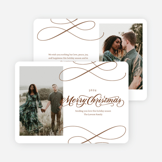 Whispered Wishes Personalized Christmas Cards - Brown