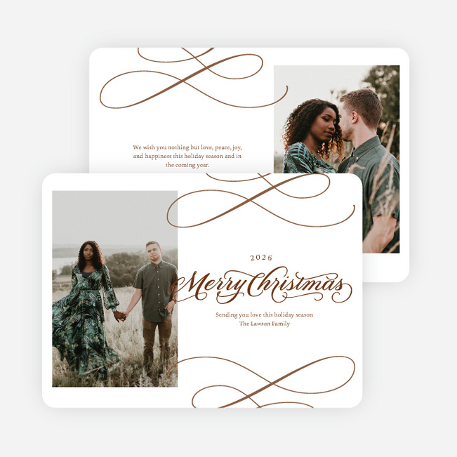 Whispered Wishes Personalized Christmas Cards - Brown