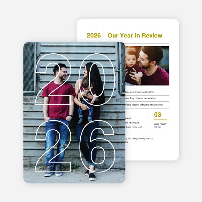 Year Infographic Holiday Photo Cards - Green