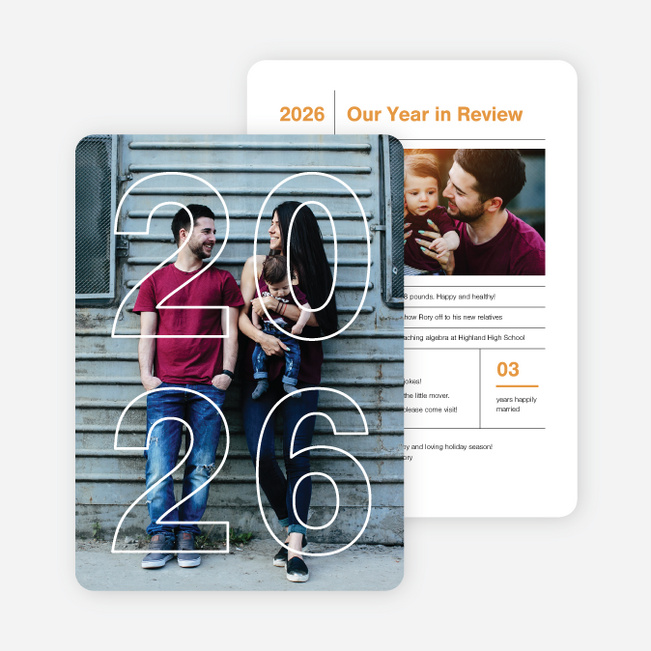 Year Infographic Holiday Photo Cards - Yellow