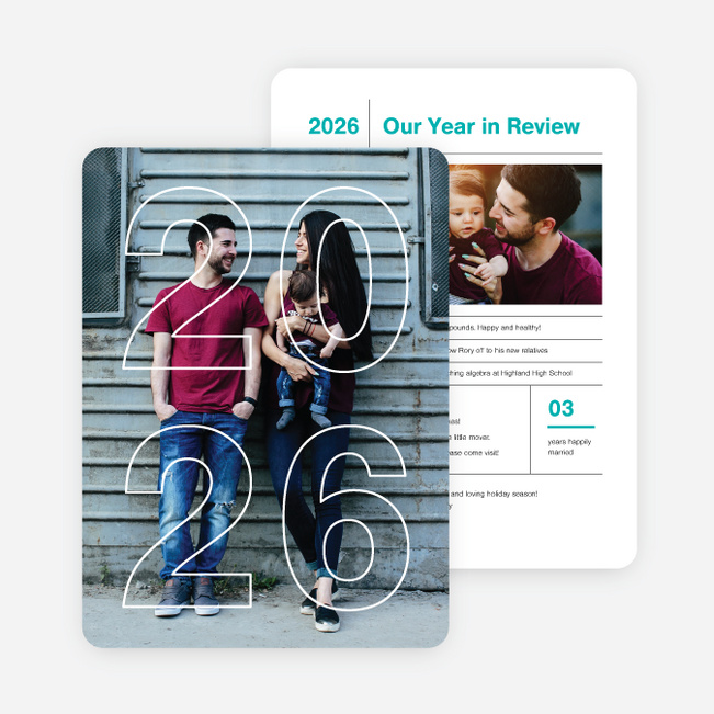 Year Infographic Holiday Photo Cards - Blue