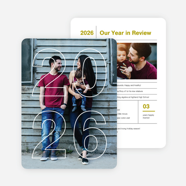 Year Infographic Holiday Photo Cards - Green