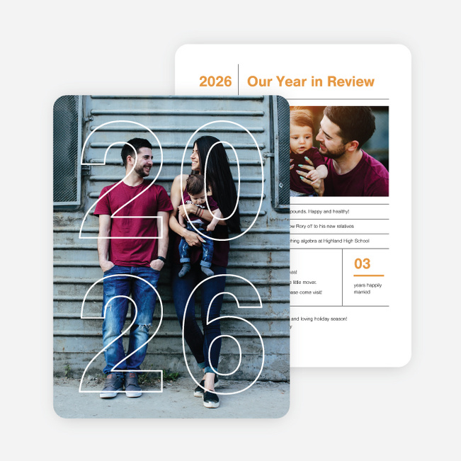 Year Infographic Holiday Photo Cards - Yellow