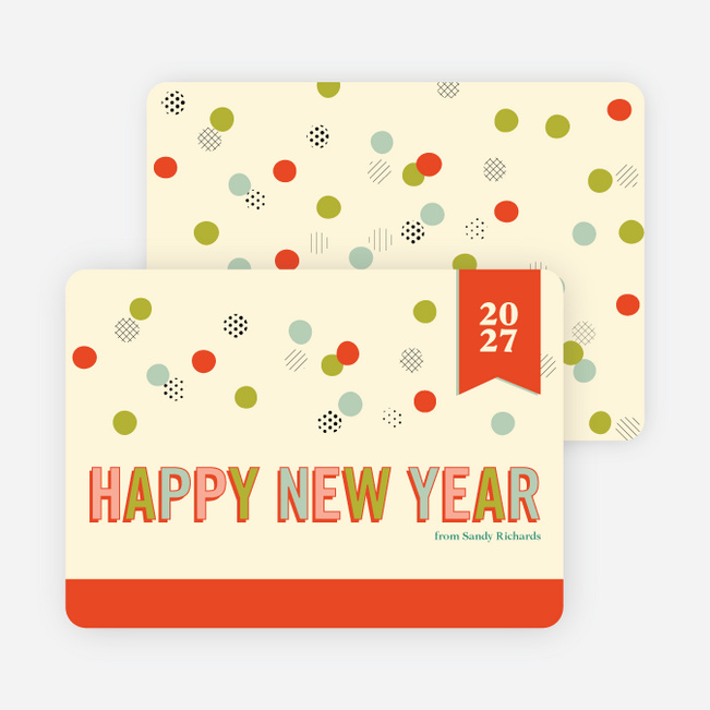 Balloon & Party Ball New Year’s Cards - Tangerine