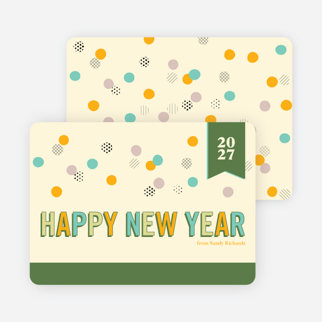 Balloon & Party Ball New Year’s Cards - Fern