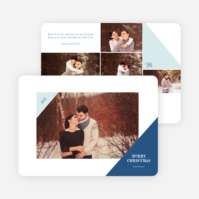 Corners Christmas Photo Cards - Blue