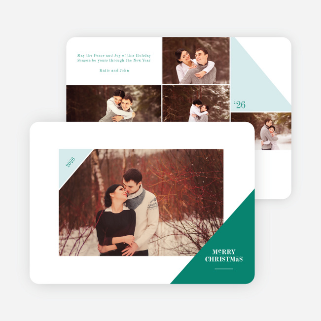 Corners Christmas Photo Cards - Green