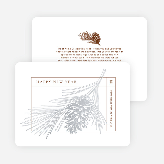 Foil-Wrapped Pinecone Business Holiday Cards & Business Christmas Cards - Gray