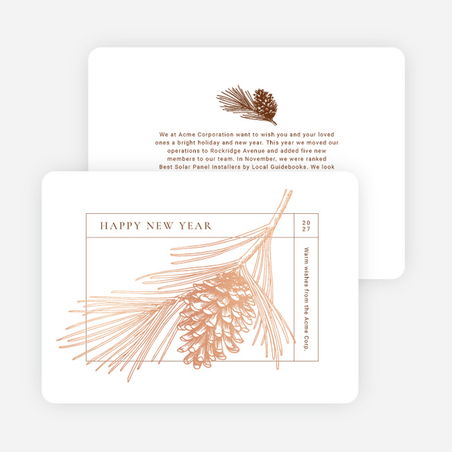 Foil-Wrapped Pinecone Business Holiday Cards & Business Christmas Cards - Pink