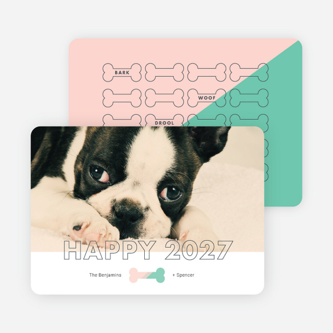 Good Dog New Year Cards - Pink