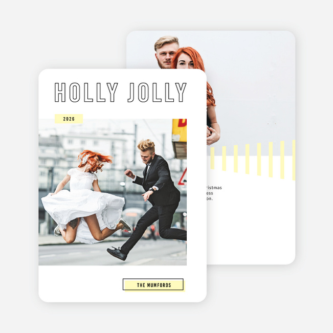 Holly Jolly Christmas Photo Cards - Yellow