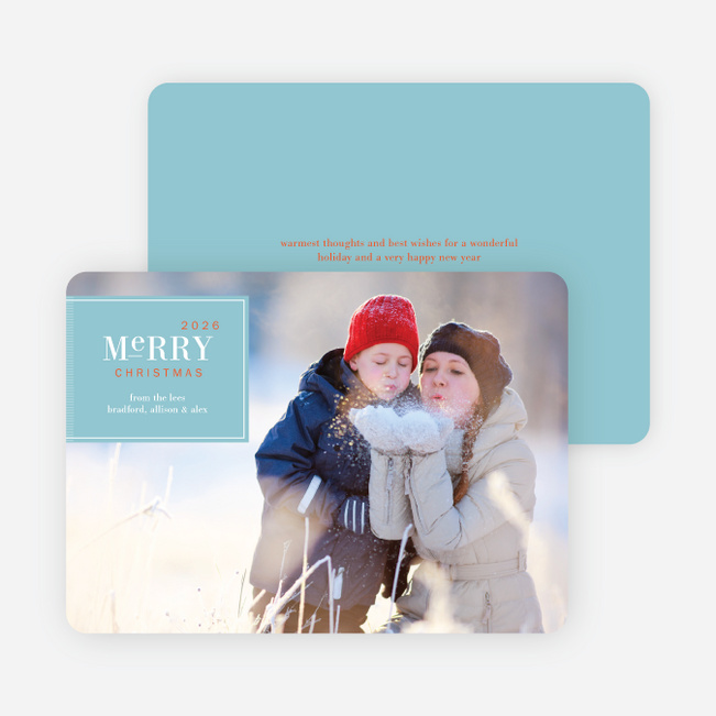 Merry Christmas Badge – Modern Holiday Photo Card - Celestial Blue