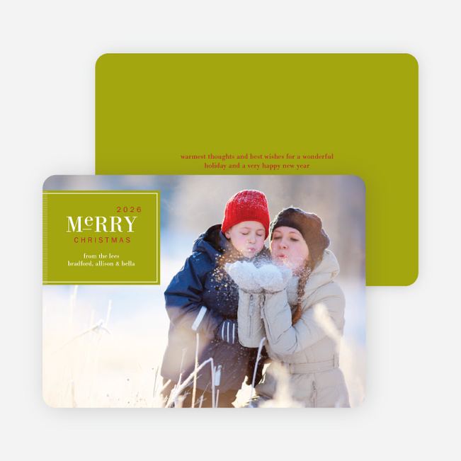 Merry Christmas Badge – Modern Holiday Photo Card - Lime Green