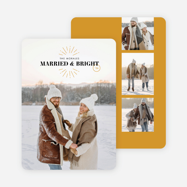 Radiant Bliss Personalized Christmas Cards - Yellow