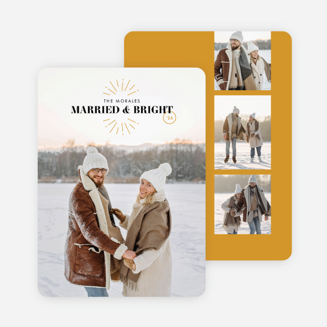 Radiant Bliss Personalized Christmas Cards - Yellow