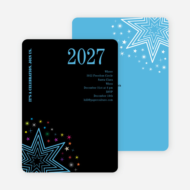 Starburst New Year’s Invitations - Sky Blue