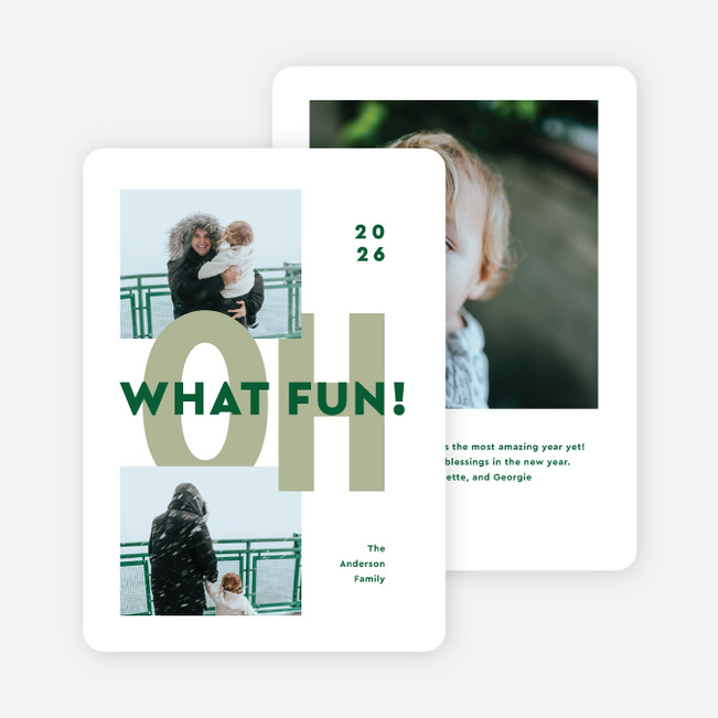 Double the Fun Holiday Cards and Invitations - Green