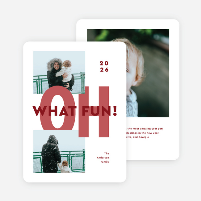 Double the Fun Holiday Cards and Invitations - Red