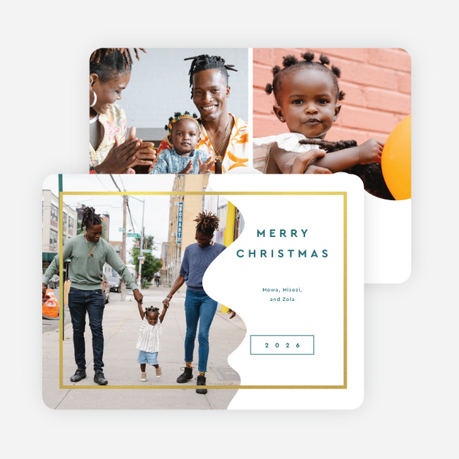 Foil Framed Wave Christmas Cards - Blue