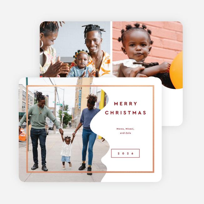 Foil Framed Wave Christmas Cards - Red