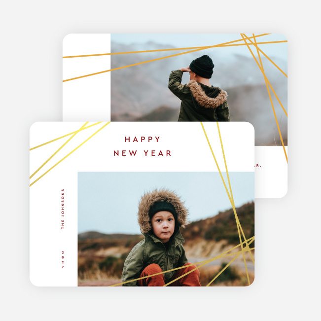 Geometric Foil New Year Cards and Invitations - Yellow
