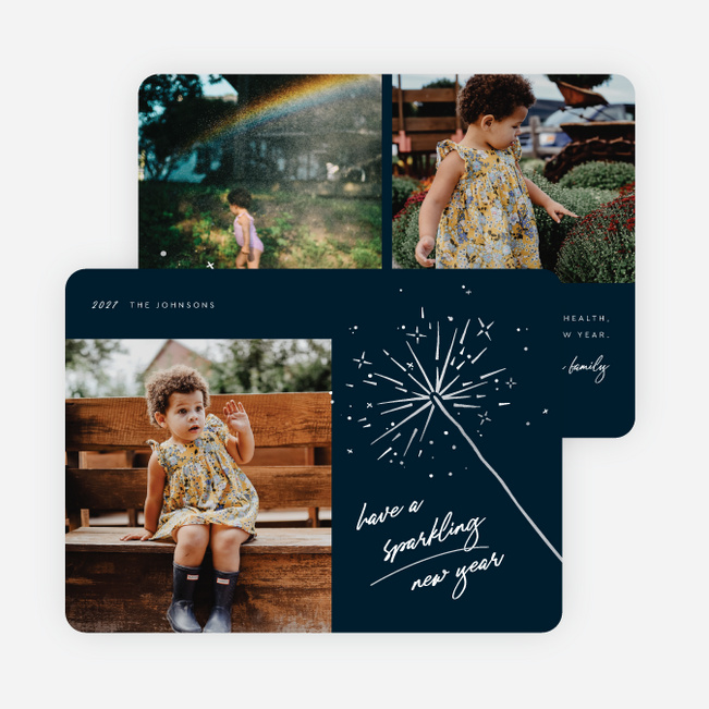 Midnight Sparkler New Year Cards and Invitations - Gray