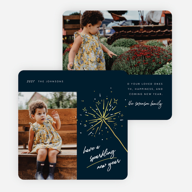 Midnight Sparkler New Year Cards and Invitations - Yellow