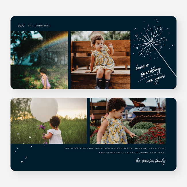 Midnight Sparkler New Year Cards and Invitations - Gray