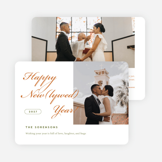 New(lywed) Cheer New Year Cards and Invitations - Orange