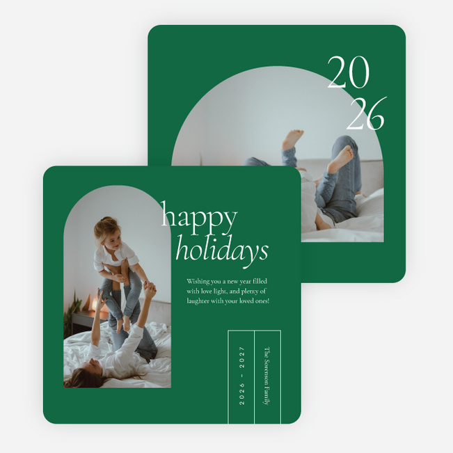 Over the Horizon Holiday Cards and Invitations - Green