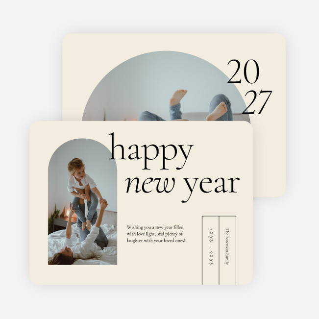 Over the Horizon New Year Cards and Invitations - Beige