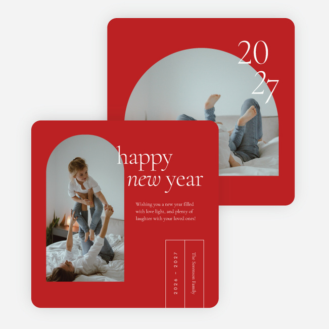 Over the Horizon New Year Cards and Invitations - Red
