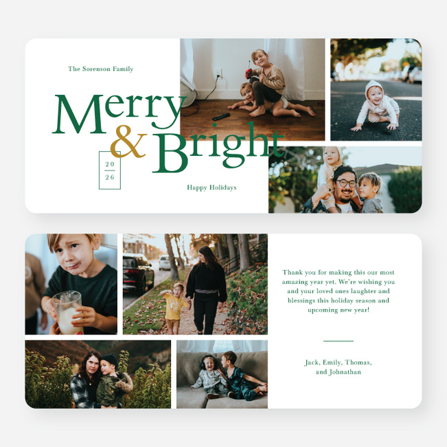 Overlapping Brightness Christmas Cards - Green