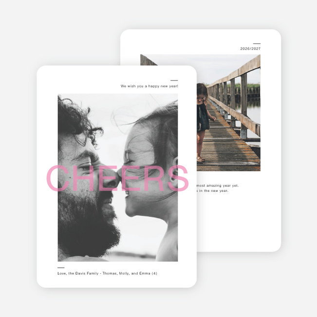 Overlapping Cheers Holiday Cards - Pink