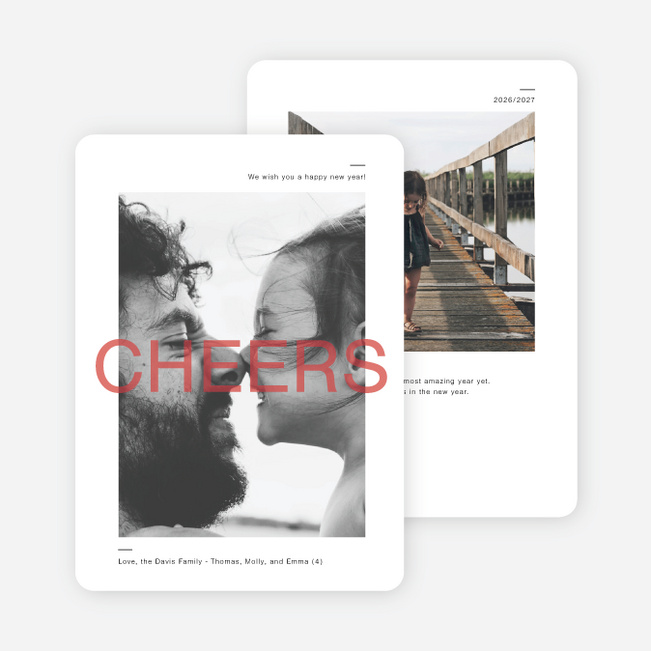 Overlapping Cheers Holiday Cards - Red