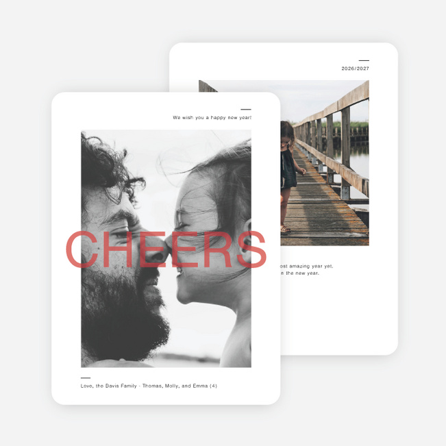 Overlapping Cheers Holiday Cards - Red