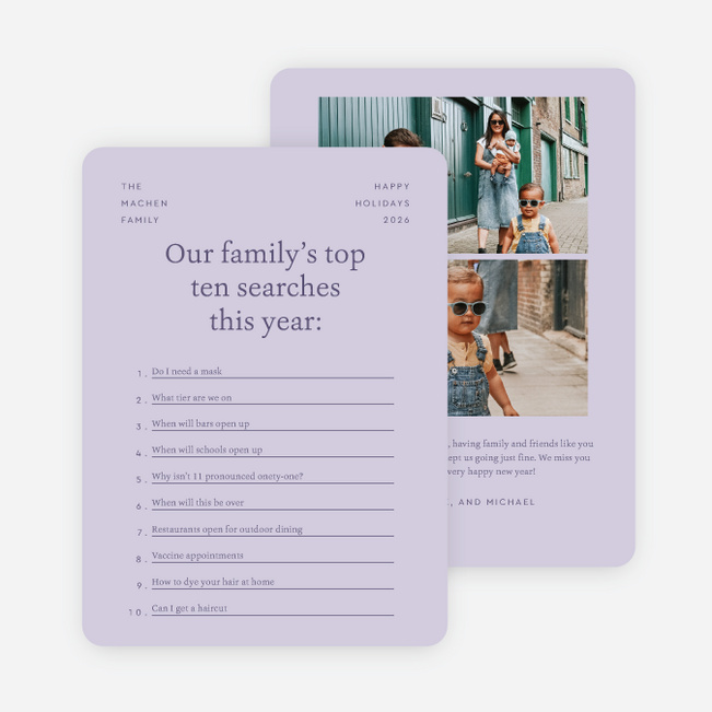 Quarantine Searches Multi Photo Holiday Cards - Purple