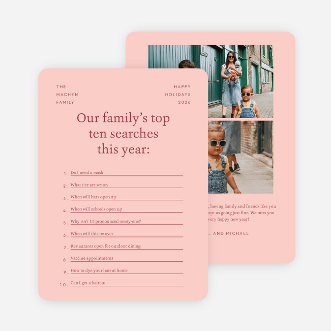 Quarantine Searches Multi Photo Holiday Cards - Red