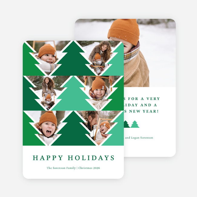 Through the Trees Holiday Cards and Invitations - Green