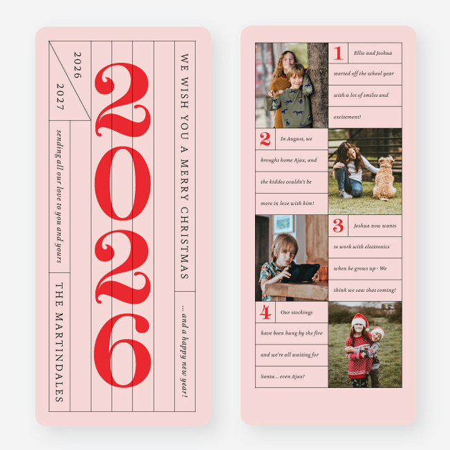 Ticket Summary Holiday Card - Red