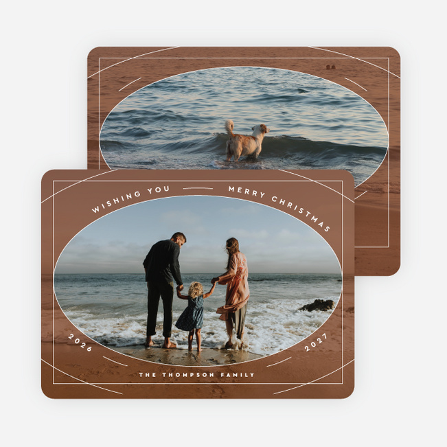 Triple Framed Personalized Christmas Cards - Brown